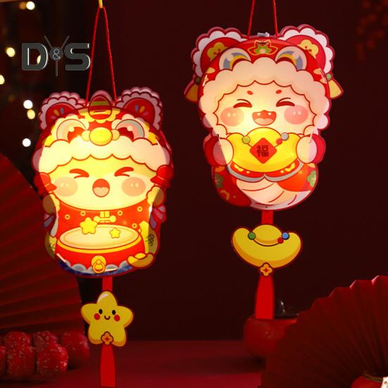 Китайский набор для изготовления фонариков своими руками, новогодний ручной фонарь на батарейках, простая сборка, мультяшный фонарь в виде змеи для весеннего фестиваля