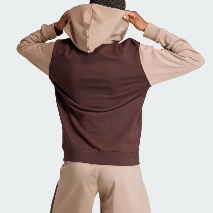 Adidas Originals Neutral Court Colorblock Logo Hoodie Sweatshirt Women Tops Shadow-Brown IS5243