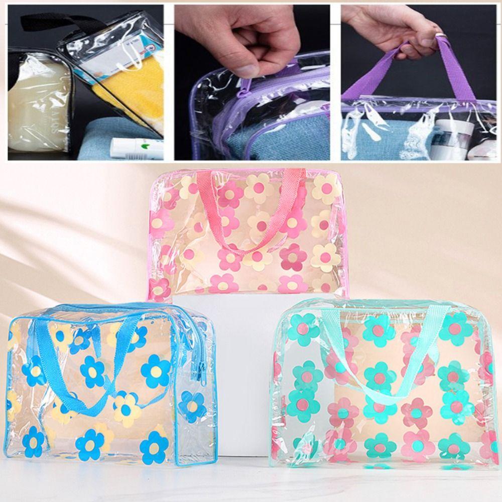Цветочные ПВХ косметички Водонепроницаемая прозрачная косметичка Высококачественный кейс для косметики Дорожная косметичка