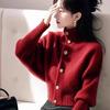 La Chapelle Elegant Polo Neck Single-Breasted Knit Sweater