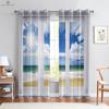 Real Effect 3D Printed Curtains, Curtains with Seaside Scenery, Blue Sky Pattern, Outside the Window Window Decoration