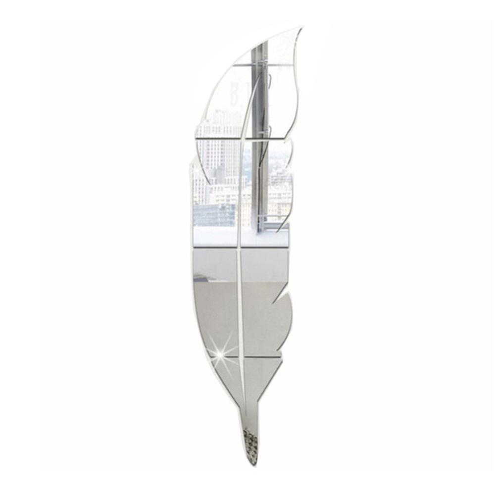 DIY Feather 3D Mirror Wall Sticker Acrylic Self Adhesive Sticker Decal for Living Room Bathroom Art Home Decor Mural Wallpaper