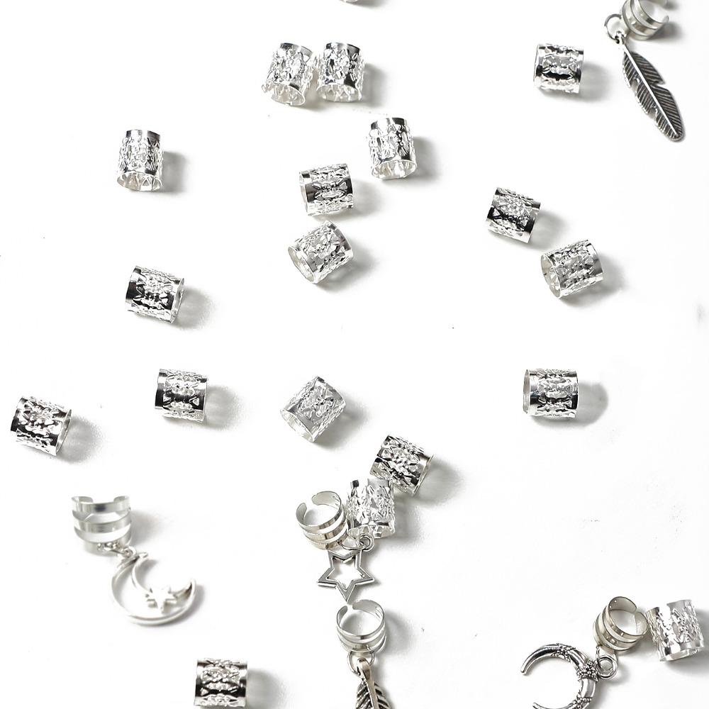 26pcs Dread Locks Hollow Out Hair Ring Metal Cuff Clips Hair Braid Tubes for Braids