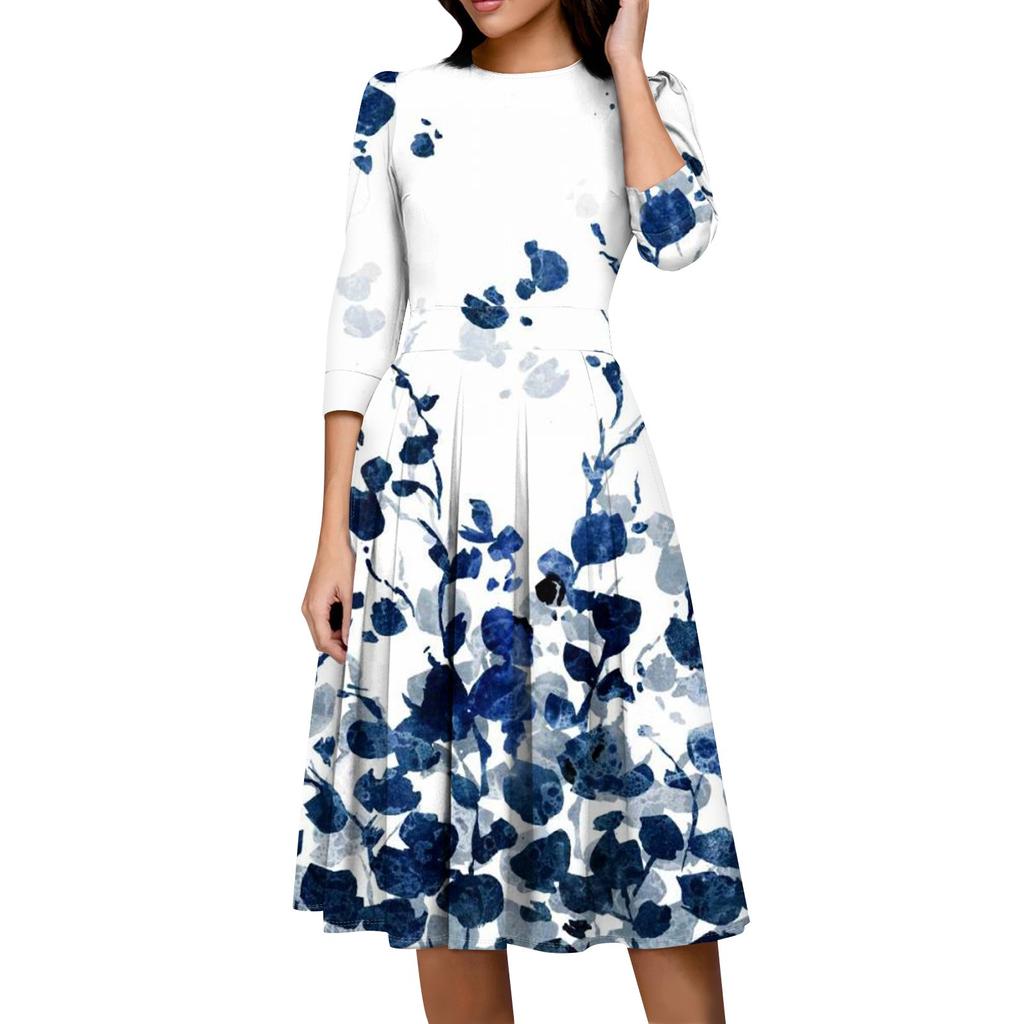 Женское повседневное и модное платье с карманом на рукаве 3/4 и молнией сзади