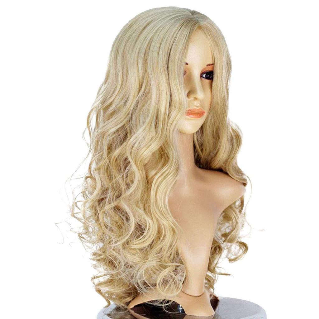 Monoii Cinderella Wig Cosplay Halloween Wig Costume Long Blonde