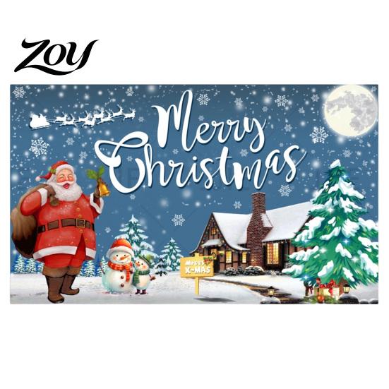 Santa Claus Wall Backdrop Christmas Banner, 71x43 Inches Sleigh Reindeer Snowman for Winter Wonderland Large Festive Sign Party Decorations,