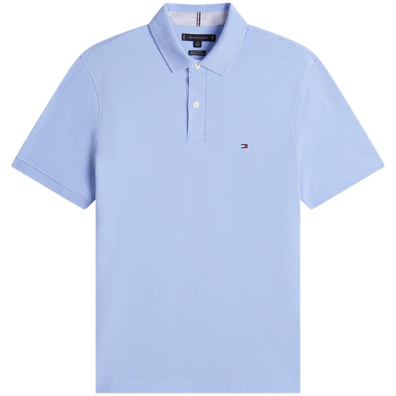 Tommy Hilfiger Однотонная приталенная рубашка-поло с коротким рукавом в стиле business casual, разноцветная, мужская polo shirts 78JA572DXA
