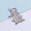 Blucome Cat Playing The Violin Shape Brooches for Women Girls Simulated Zircons Gold Color Jewelry Pins