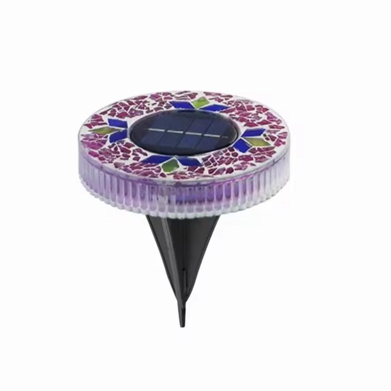 4/2/1PCS Solar Disk Light Waterproof Outdoor Glass Garden Stake Lighting Colorful Decorative Pathway LED Lights Dusk to Dawn