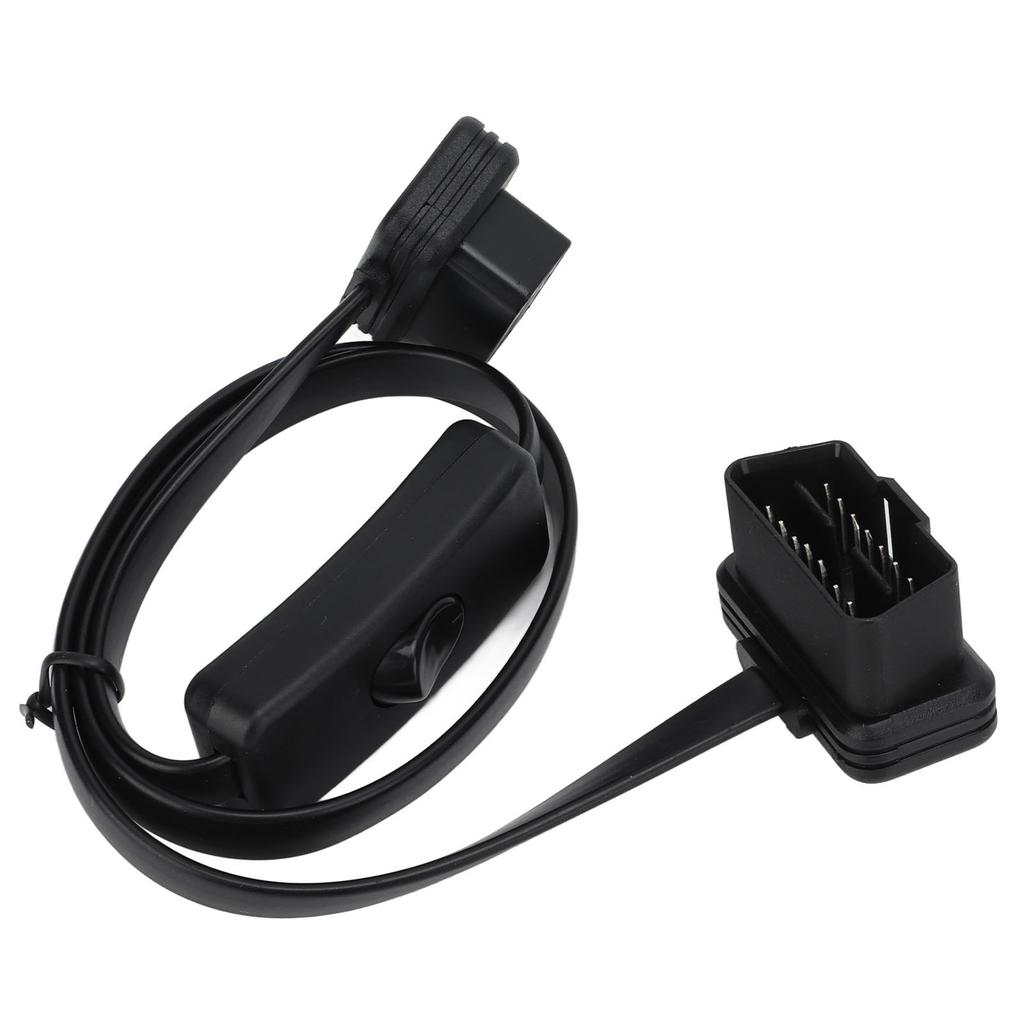 Black Male 16 Pin Diagnostic Flat Cord Adapter Connector Female 8 Core OBD2 Extension Cable with