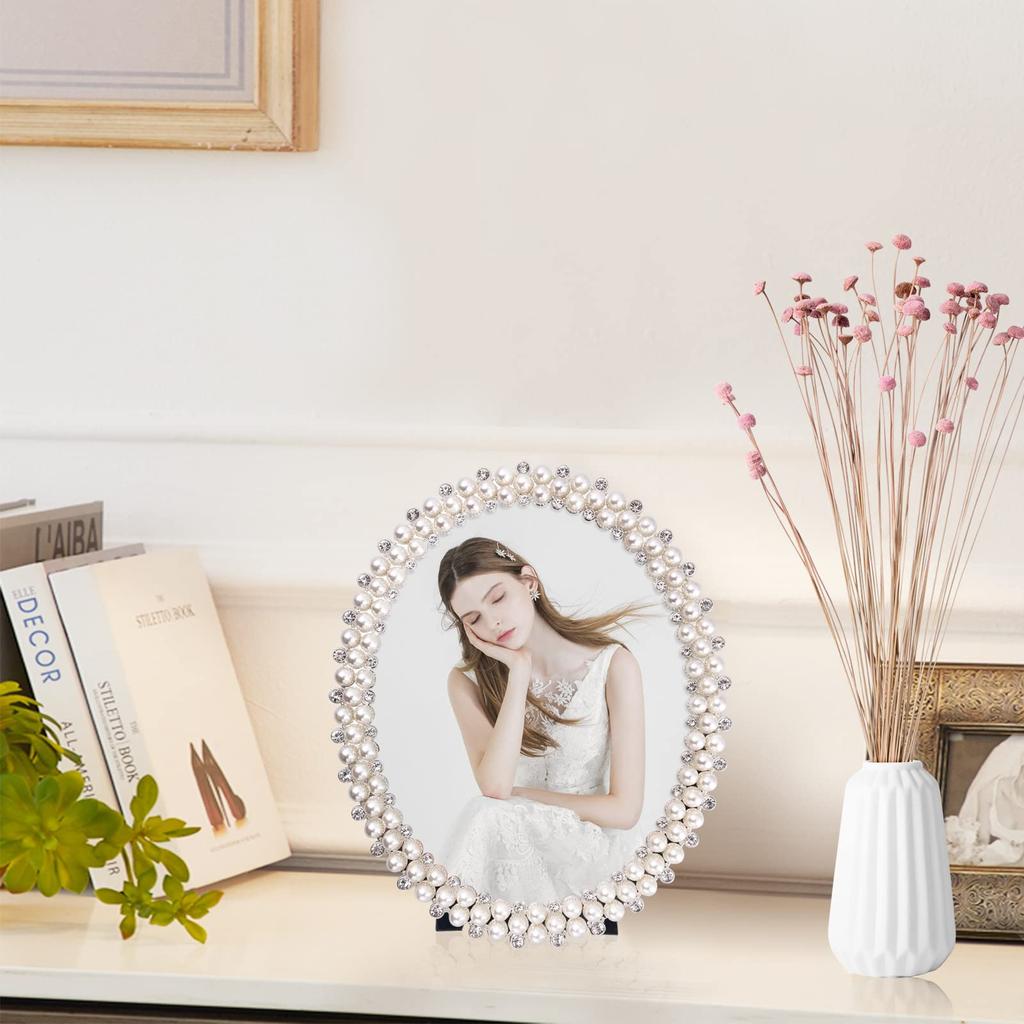 1 Pcs 6-inch 7-inch 8-inch 10-inch Pearl Frame Wedding Rhinestone European Style Desktop Frame, Family and Friends Gift Hom
