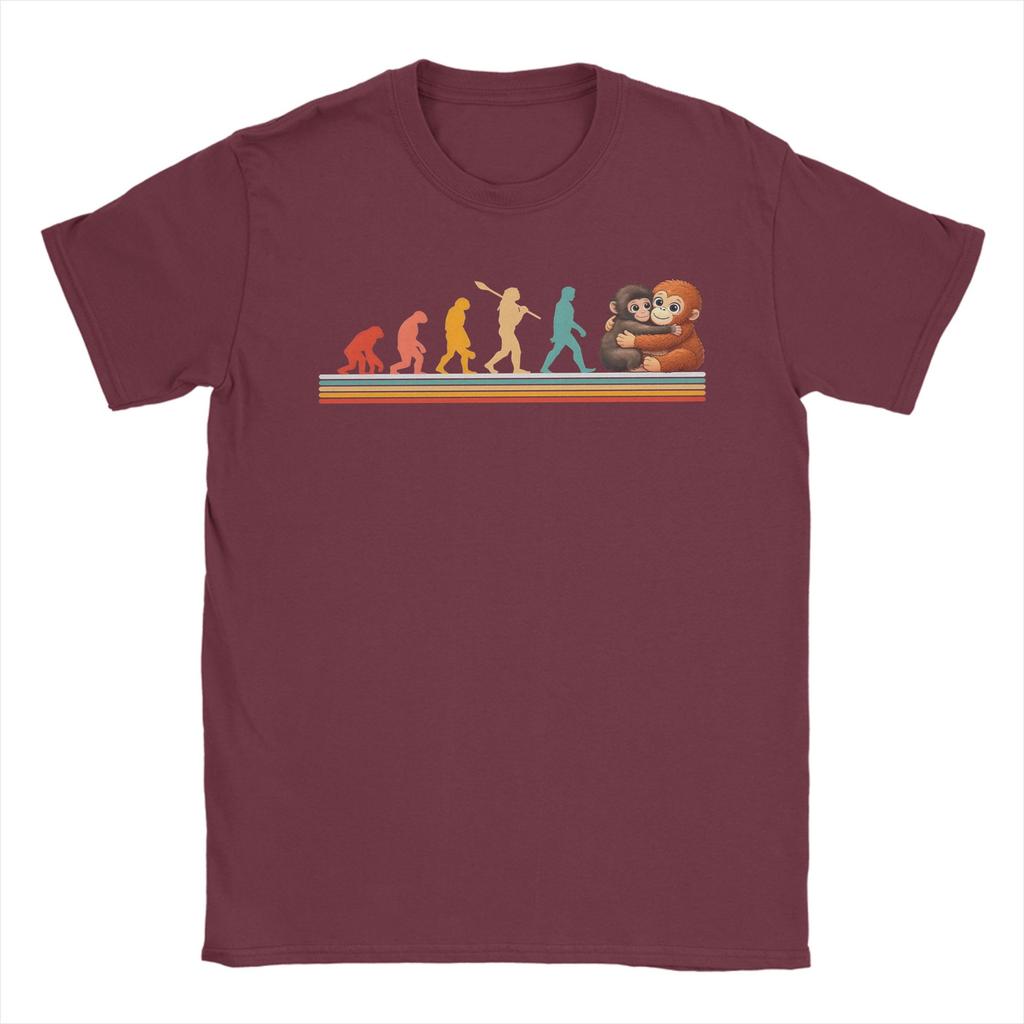 Unisex Funny Evolution Hugging Monkey Punch Primate Science T Shirt Cotton Clothing Short Sleeve Round Neck Tees Printing TShirts