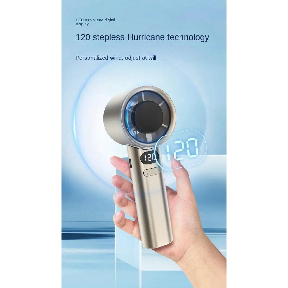 Portable Hand Fan , 120 Wind Speeds, Mini Bladeless Handheld Fan, USB Rechargeable Personal Highspeed Fans, Electric Eyelash Fan