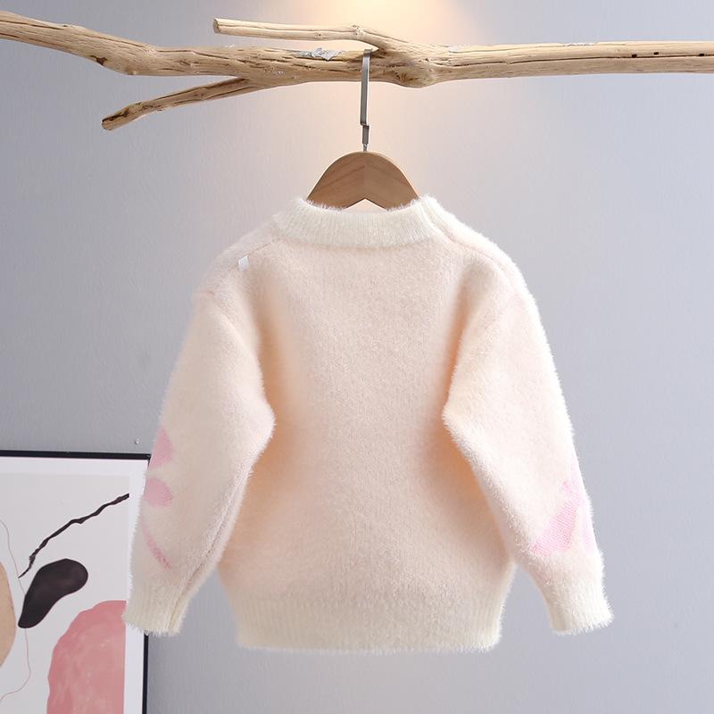 Girls' Sweaters Autumn and Winter Pullover Girls' Round Neck Tops Fashion Bottoming Mink Fleece Pullover
