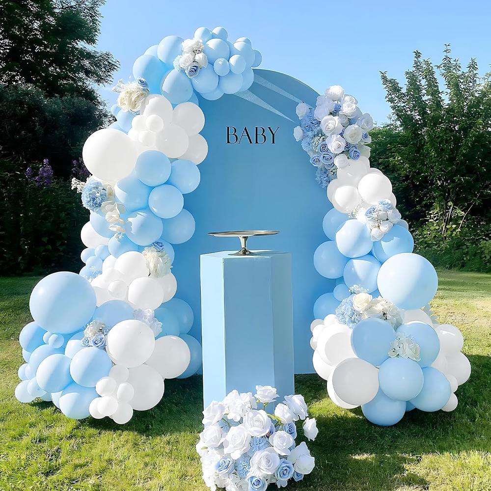 Pastel Blue Balloons Garland Baby Blue White Balloon Arch Kit Wedding Graduation Baby Shower Birthday Party Decoration Globos