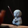 Japanese Mini Buddha Incense Holder for Sticks Little Zen Monk Incense Burner Sandstone for Room Desktop Decor
