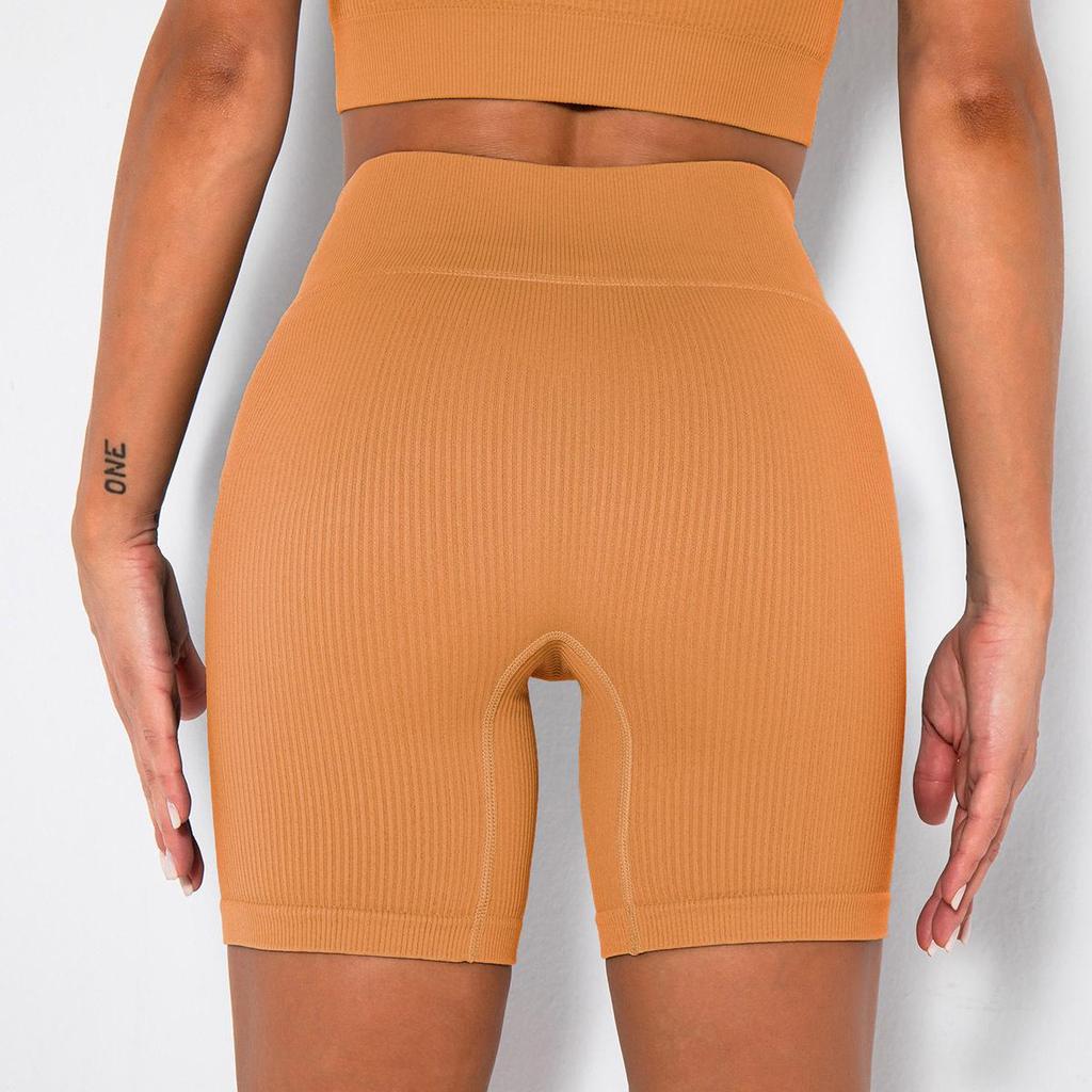 Women's High Waist Ribbed Yoga Shorts - Seamless, Quick-Dry, Butt-Lifting Fitness Wear