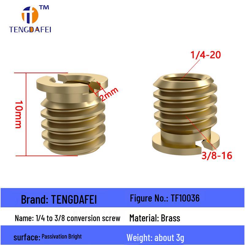 Reversible 1/4" Male To 3/8" Female Adapter for Camera Tripod Ball Head with M4-M8 Conversion Screws