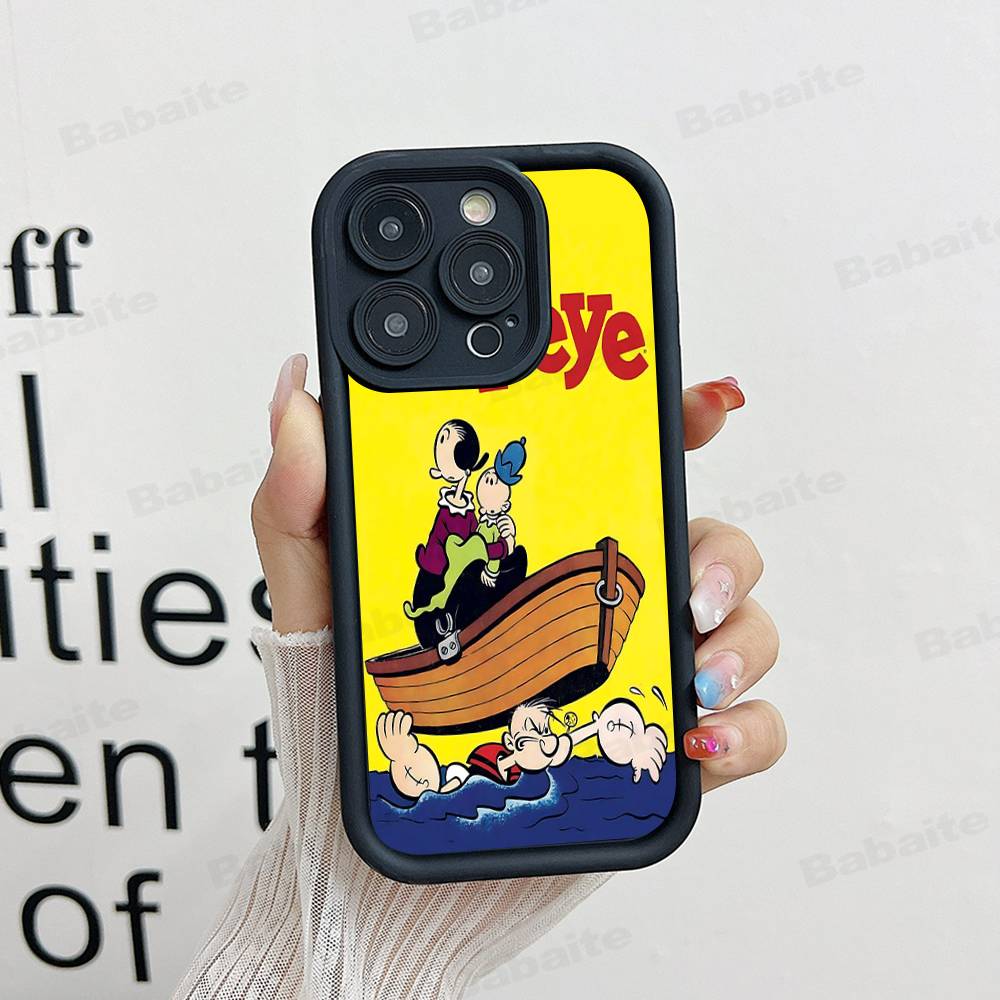 Classic P-Popeye Comics Animation Phone Case For IPhone 17 16 15 14 13 12 11 Air Plus Pro Max Soft Back Cover