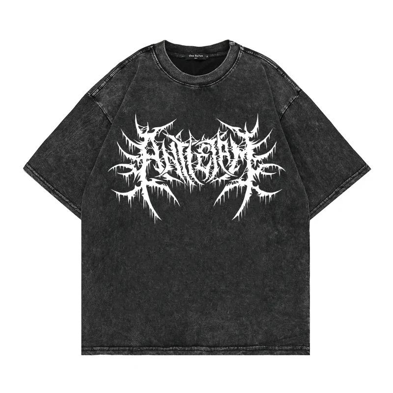 benber vintage style Oversized Washed Punk T Gothic Graphic Unisex High Street Vintage Loose Casual Ts Harajuku Cotton T s Man