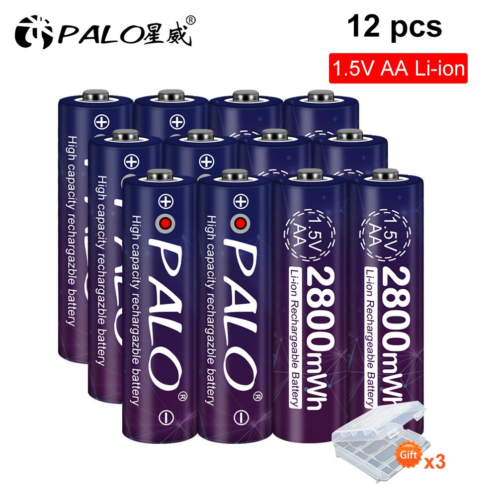 PALO AA Li-ion Rechargeable Battery HR6 2800mWh 1.5V AA Lithium Ion Batteries 2AAA Battery For MP4 Mouse