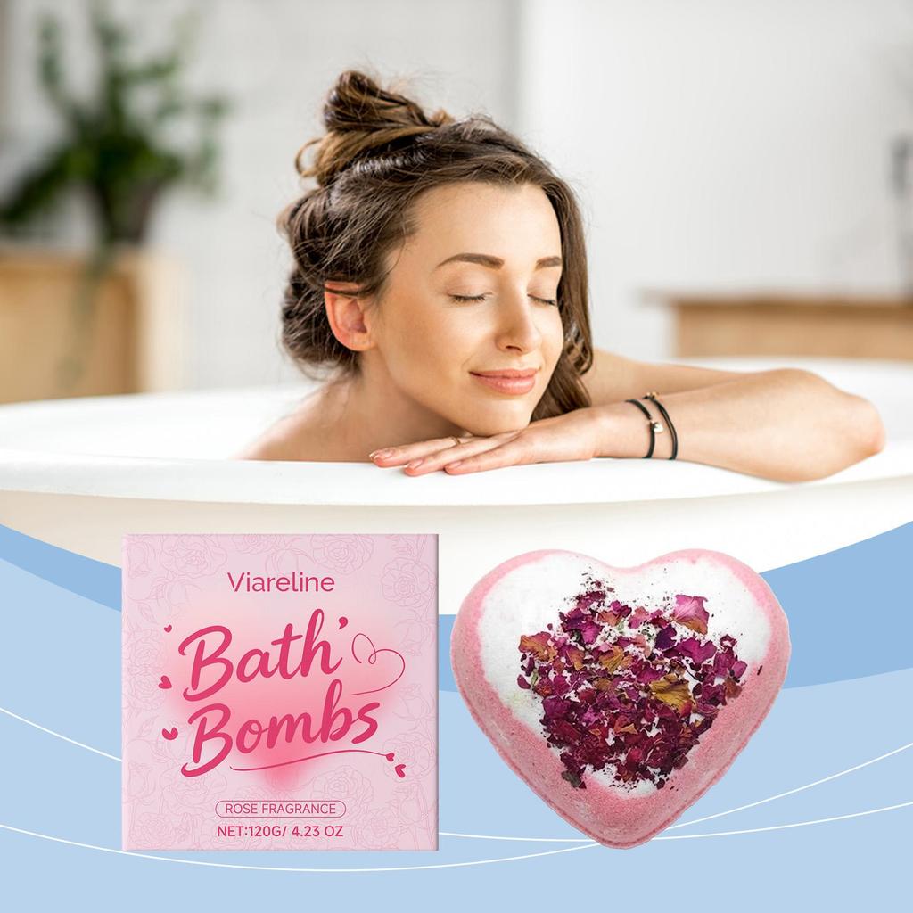Rose Heart Bath Salt Bubble Ball: Plant-derived essence cleanses pores, gently hydrates, and provides nourishing care