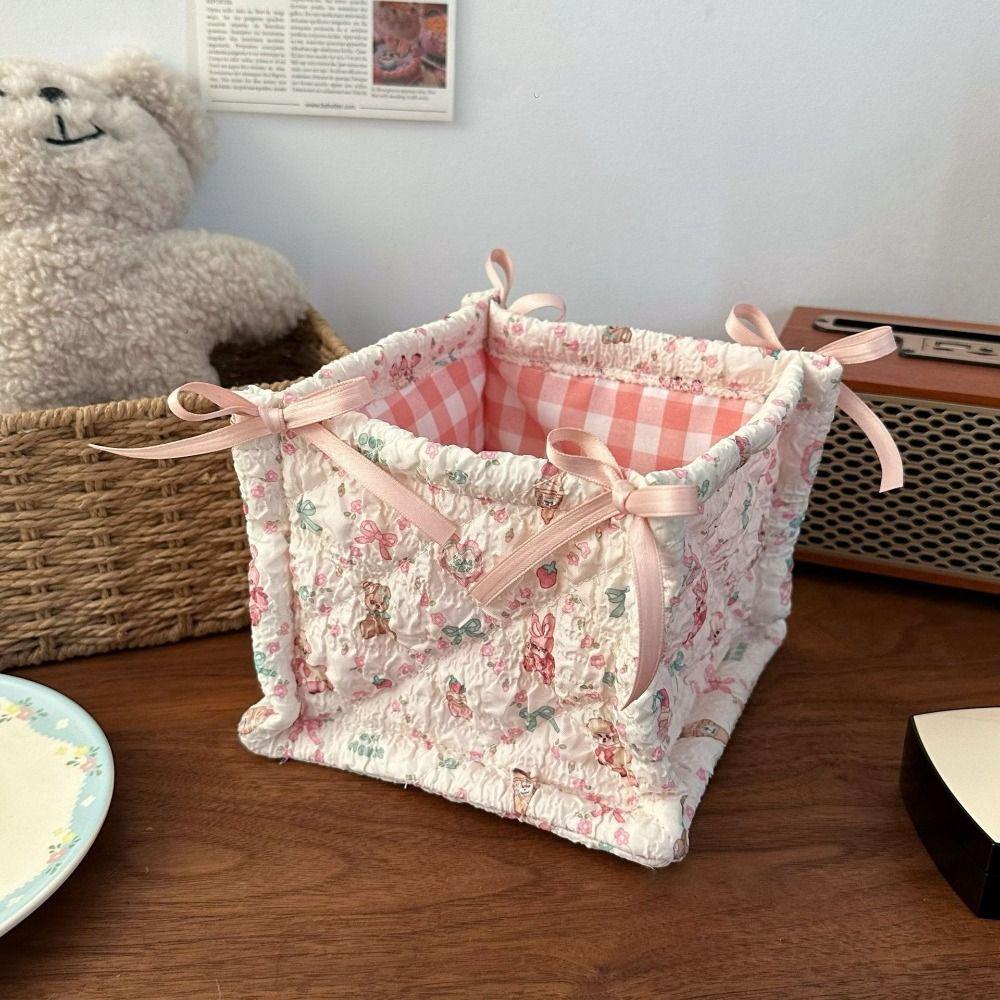 Square Storage Box Bear Pattern Organizer Box New Desktop Storage Basket  Home Decoration