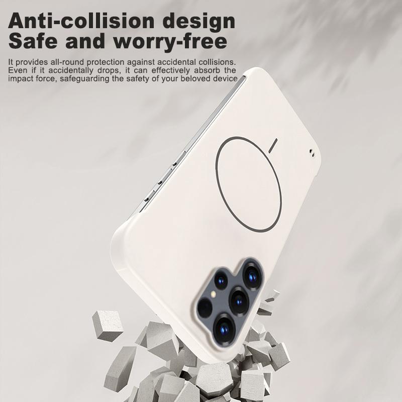 For Magsafe Frameless Magnetic Case For Samsung S26 S25 S24 S23 S22 S21 S20 FE Plus Note 20 Ultra Solid Color Hard PC Back Cover