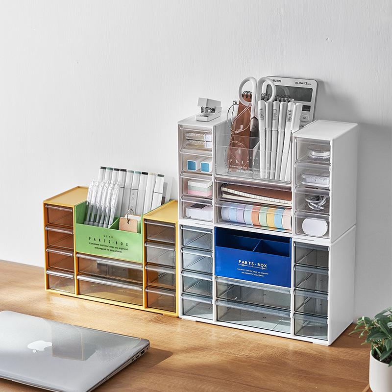 Японский мини-шкаф для хранения KM.6051: Настольный органайзер для мелочей и канцелярских товаров.