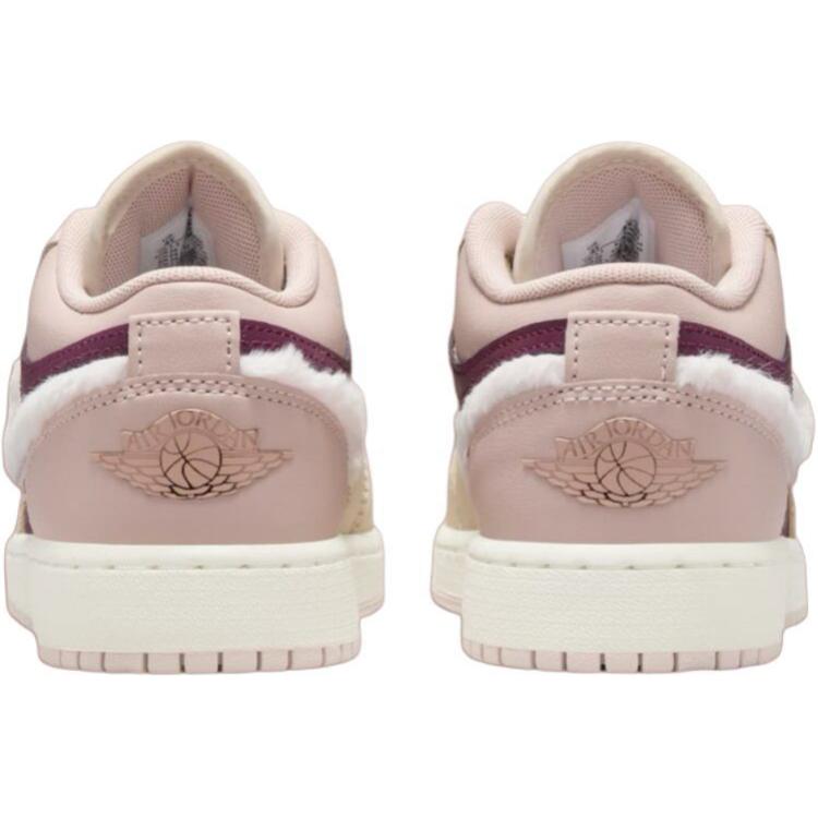 Кроссовки Air Jordan 1 Low SE GS Fur Swoosh Kids Pink Legend-Light-Brown Pink-Oxford FZ3928-200