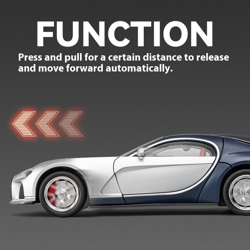 1/24 Bugatti Atlantic Роскошный Спортивный Автомобиль Модель из Сплава, Имитация Звука и Света, Окрашенный Салон, Восстановленные Детали, Настольные Украшения