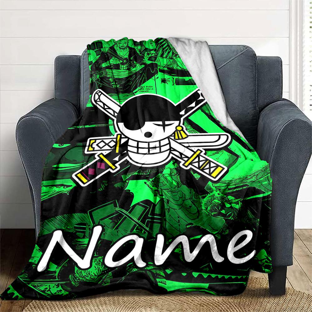 Customiz Name Personality Zoro the Pirate King Blanket Soft &Warm Sofa Office Bed Travel Lunch Break Blanket, Gift Suitable All Seasons