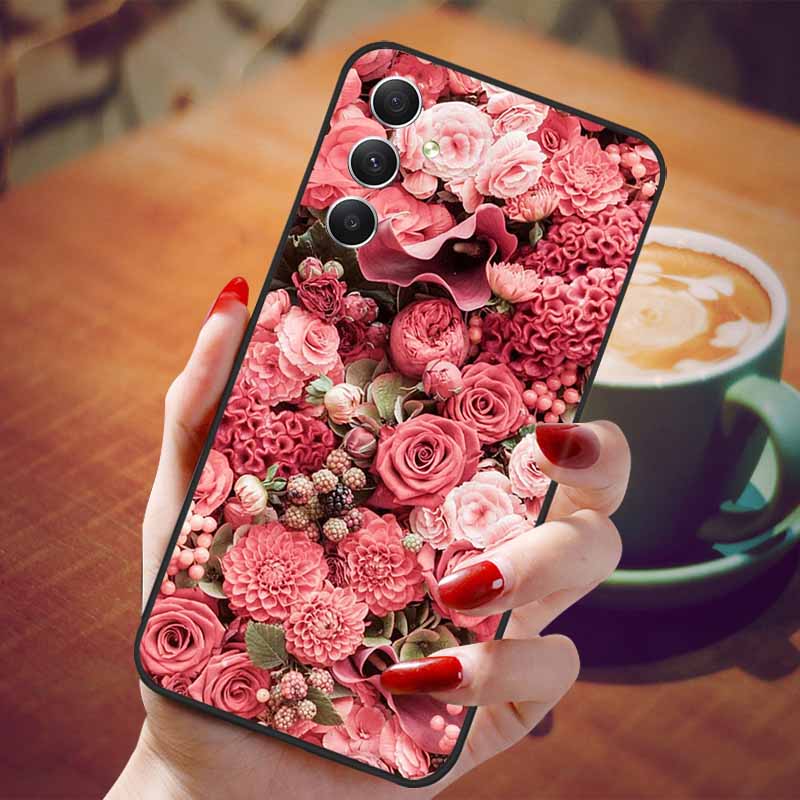 Чехол для Samsung Galaxy A55 5G Черный ТПУ Силикон Красивый Узор Чехлы для Телефона для Galaxy A55 Ударопрочный Мягкий Чехол A 55 6.6''