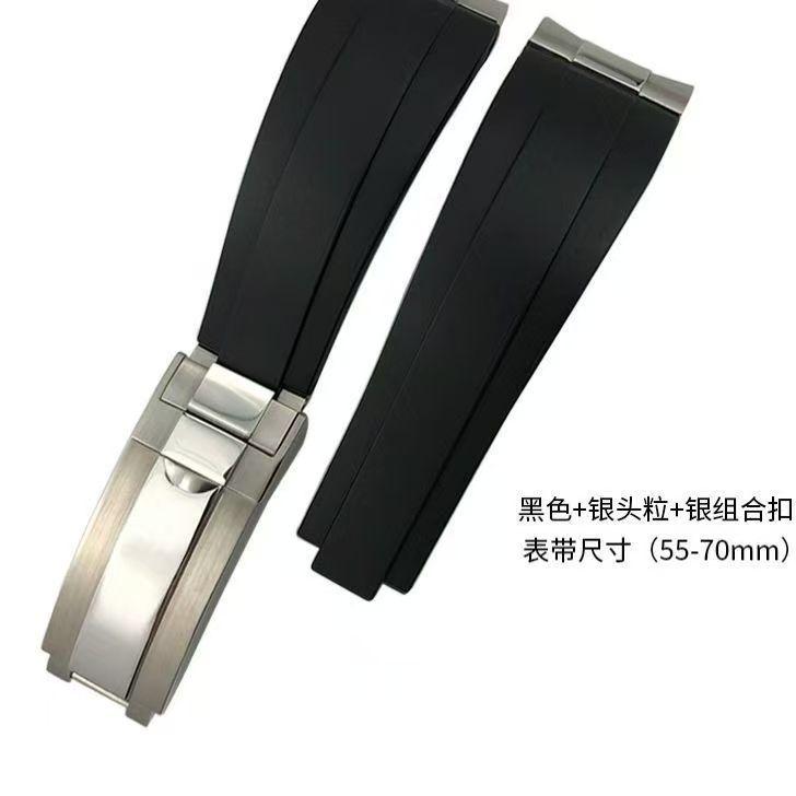 20mm Metal Link Curved End Rubber Watchband For Rolex Submariner DAYTONA Yacht-Master GMT Strap Silicone Bracelets