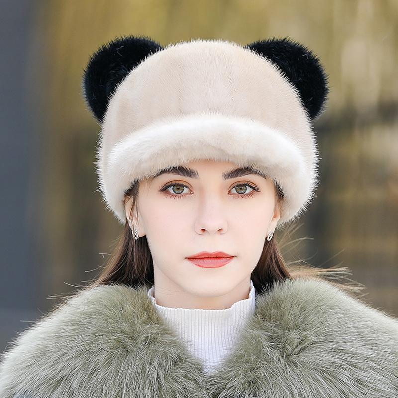 Mink Fur Hat Women's Winter Thickened Cute Cat Ear Hat Fashion Foreign Winter Cap