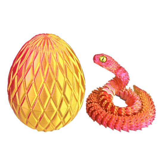 Яйцо змеи с напечатанной на 3D-принтере змеей внутри Подвижные суставы Фигурка змеи Шарнирная змея Настольная игрушка-непоседа Украшение Орнамент