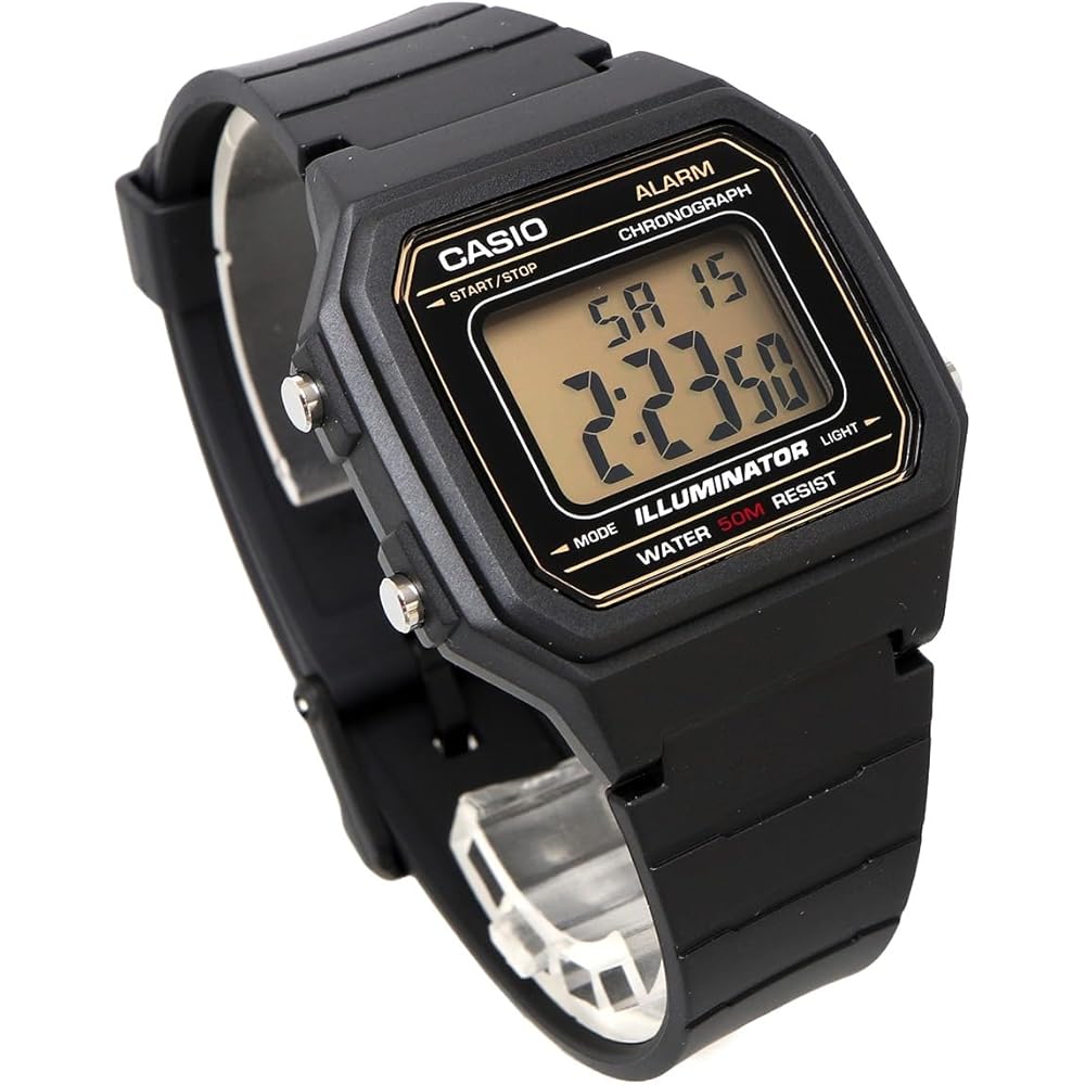 Casio Standard Digital Men's Watch W-217H-9AV Black Gold LCD Overseas Model