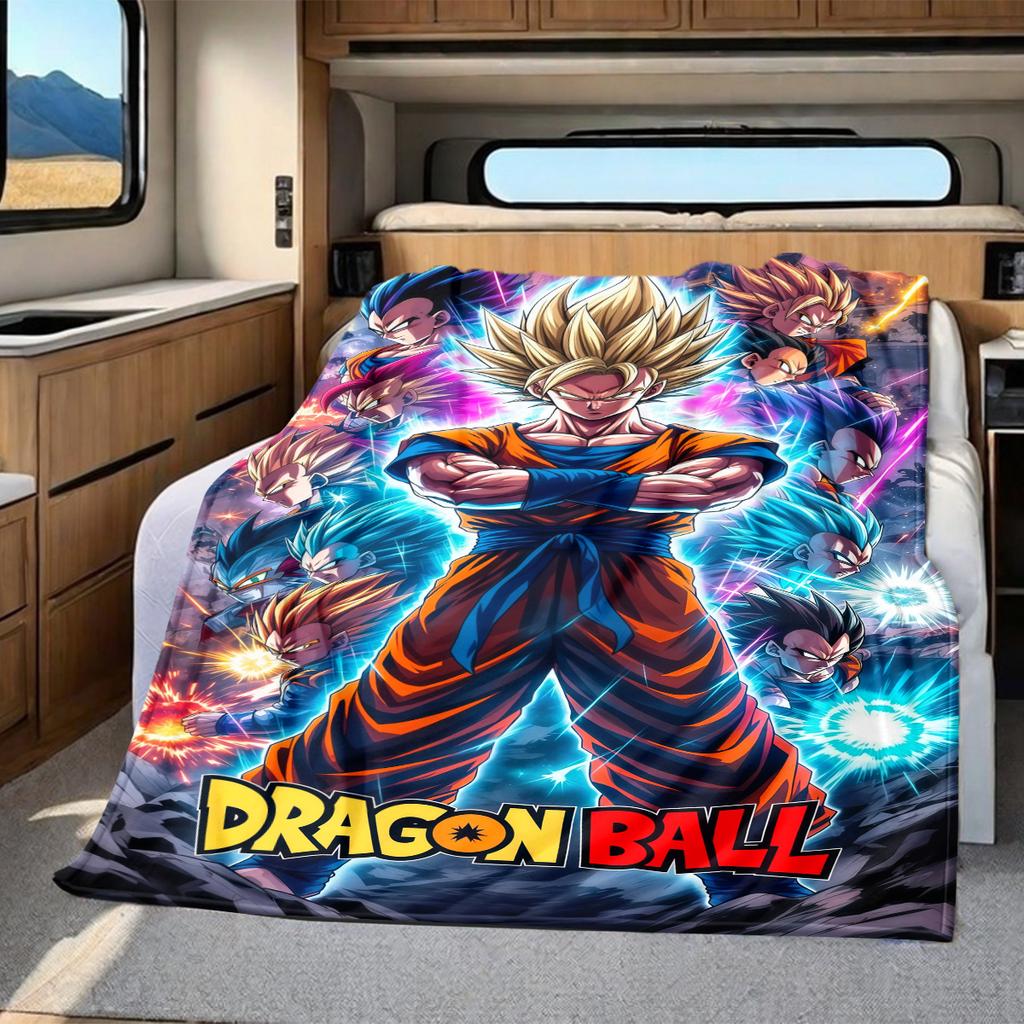 1 шт. Плед из фланели с принтом DRAGON BALL, Высокое качество, Для всех сезонов, Декор для дома, Тепло и Уют, Идеально для Рождественских подарков