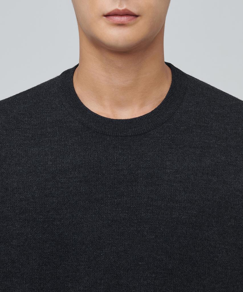 MUSINSA STANDARD Minimal Crew Neck Knit [Charcoal Gray]