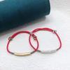 999 Sterling Silver Six-Character Mantra Red Cord Handmade Bracelet
