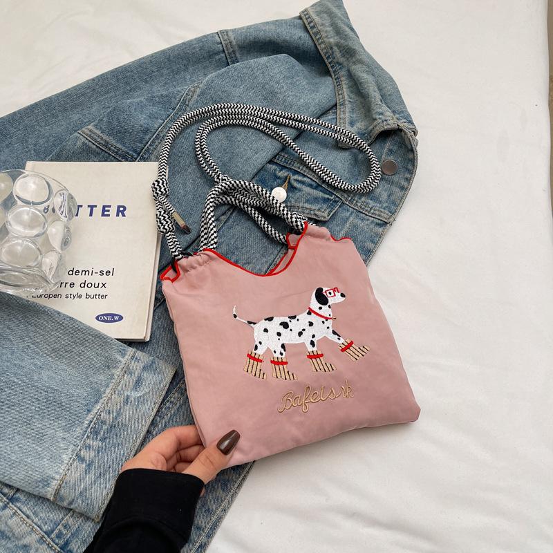 Stylish Dachshund Embroidered Nylon Crossbody Bag for Women - Autumn/Winter 2024 Collection