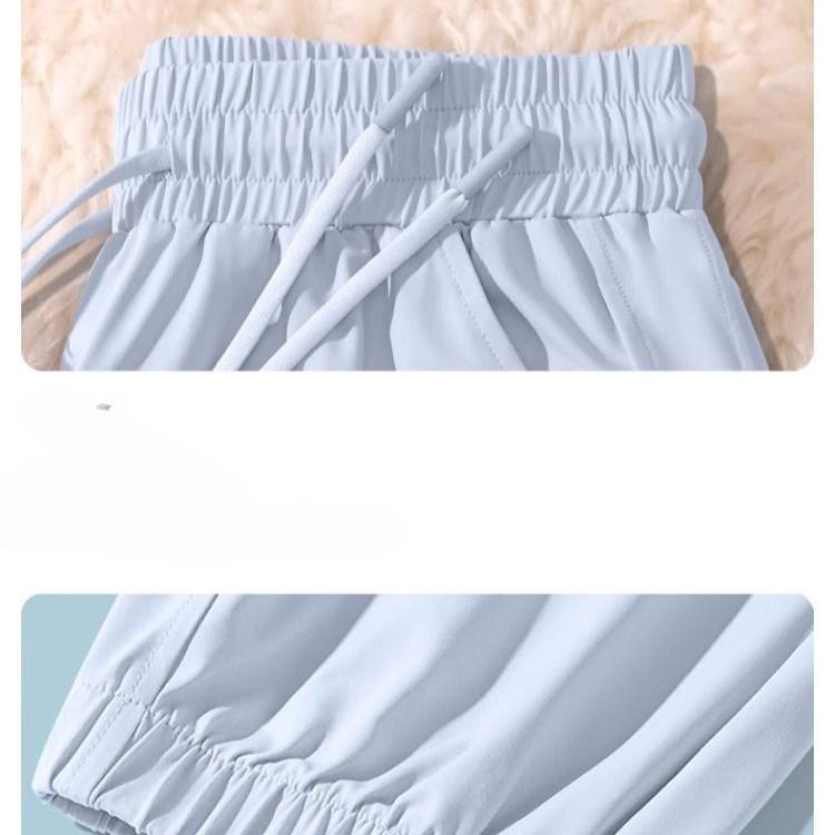 Высококачественные женские летние зауженные брюки Ice Silk повседневные джоггеры с эффектом драпировки