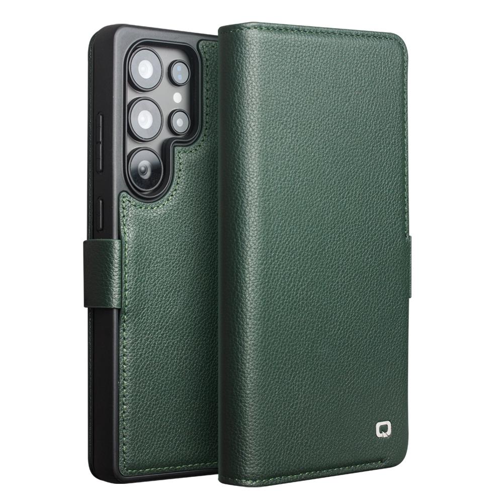 QIALINO For Samsung Galaxy S25 Ultra Wallet Case Genuine Cow Leather Flip Stand Phone Cover