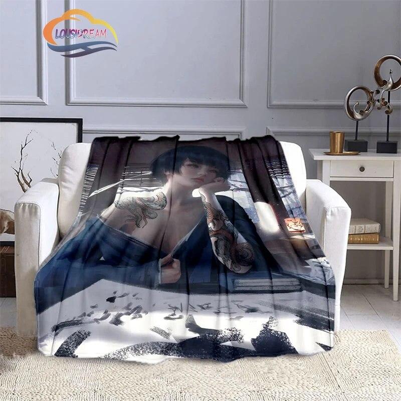 Ghost Blade Blanket 3D Printing Sexy   by Wolp Flannel Cashmere Blanket Girl Gift Beautiful Cartoon Girl