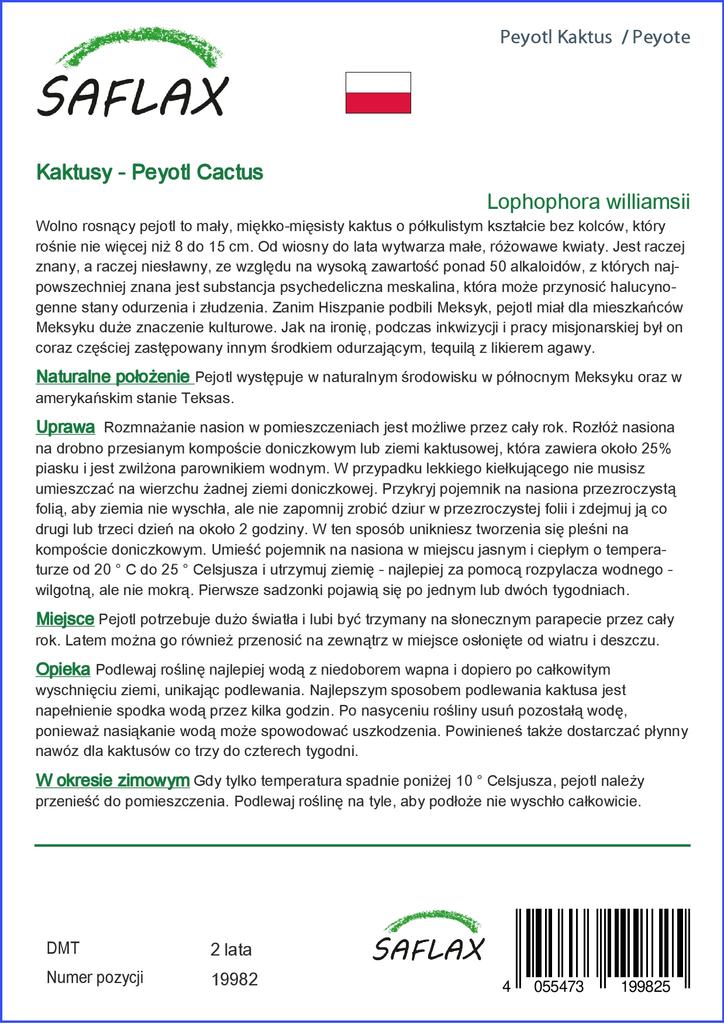 SAFLAX Пейот - 20 семян - Lophophora williamsii