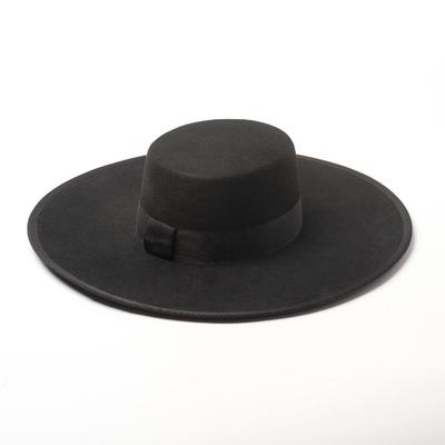 Классическая шерстяная черная плоская модная модель с полями Cm Fedoras Hat Cap Мужская женская повседневная шляпа Panamjazz