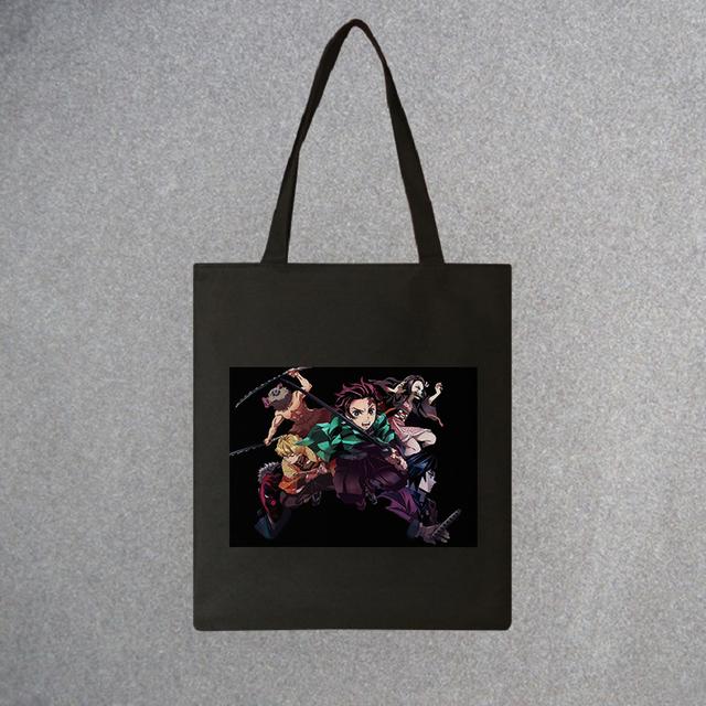 Demon Slayer, модная холщовая сумка из японского аниме, Harajuku, готический топ, женские сумки большой вместимости, винтажная сумка, белая сумка на плечо