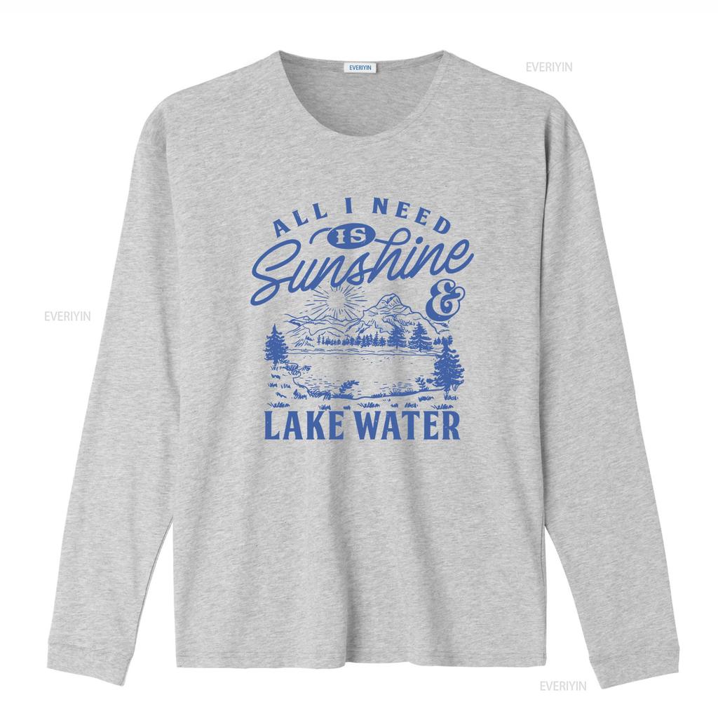 Vintage Outdoor Nature Sunshine Lake Water Landscape Slogan Print Casual Camping Hiking T Shirt vintage Washed Slightly