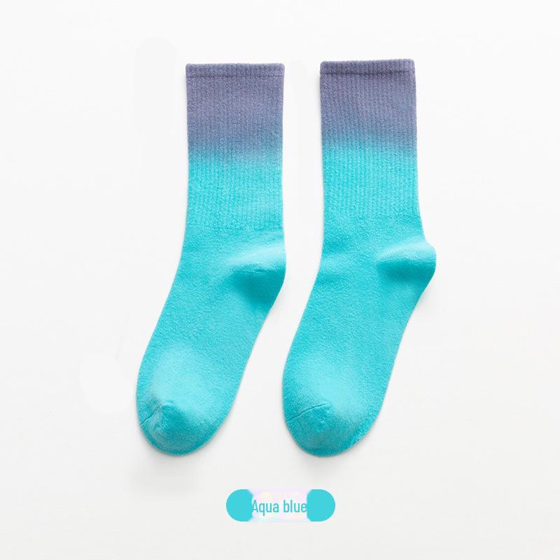 Новые носки средней длины с градиентным принтом Tie-Dye: Идеально подходит для баскетбола, скейтбординга и хип-хопа как для мужчин, так и для женщин.