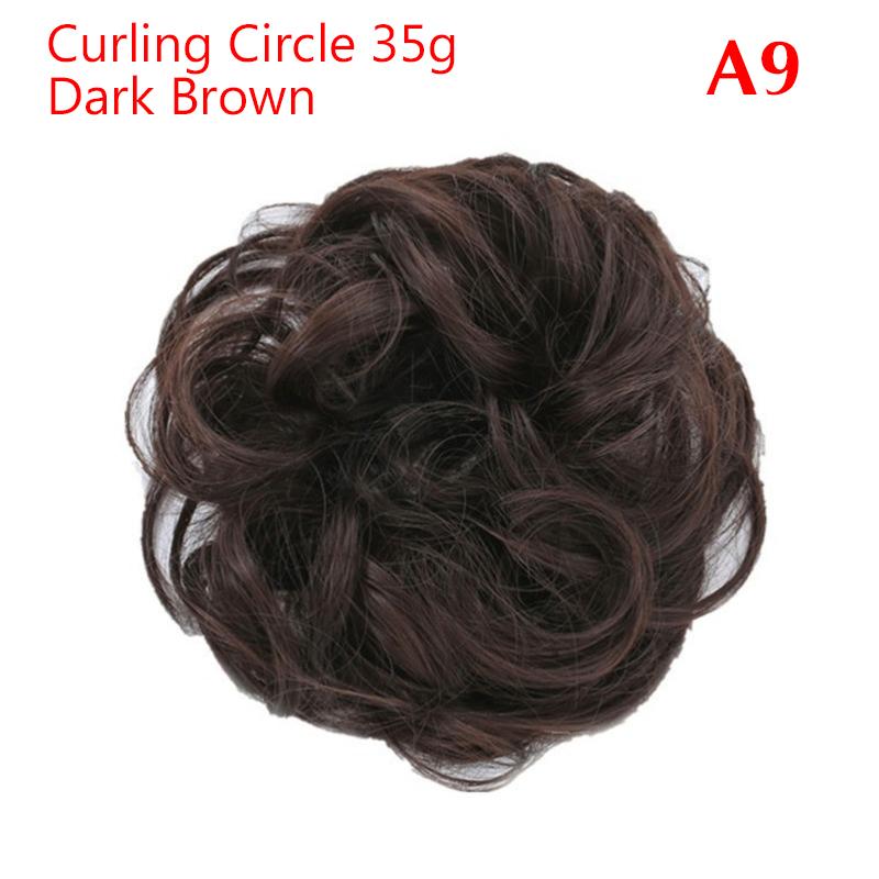 Synthetic Messy Hair Piece Daily Use Chignon Scrunchies Fake Elastic Hairpiece Brown Donut Bun For Women
